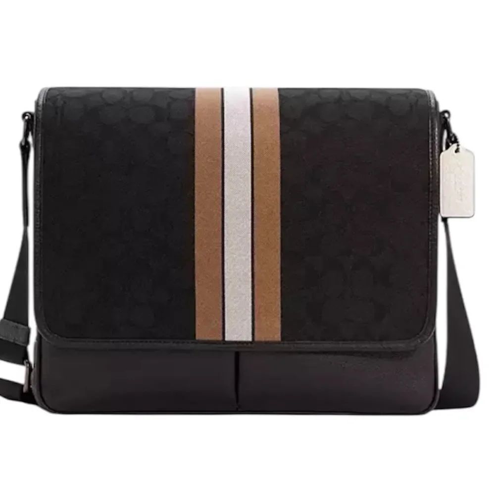 NEW Coach Men's Thompson Map Bag In Signature Jacquard With Varsity Stripe Bag